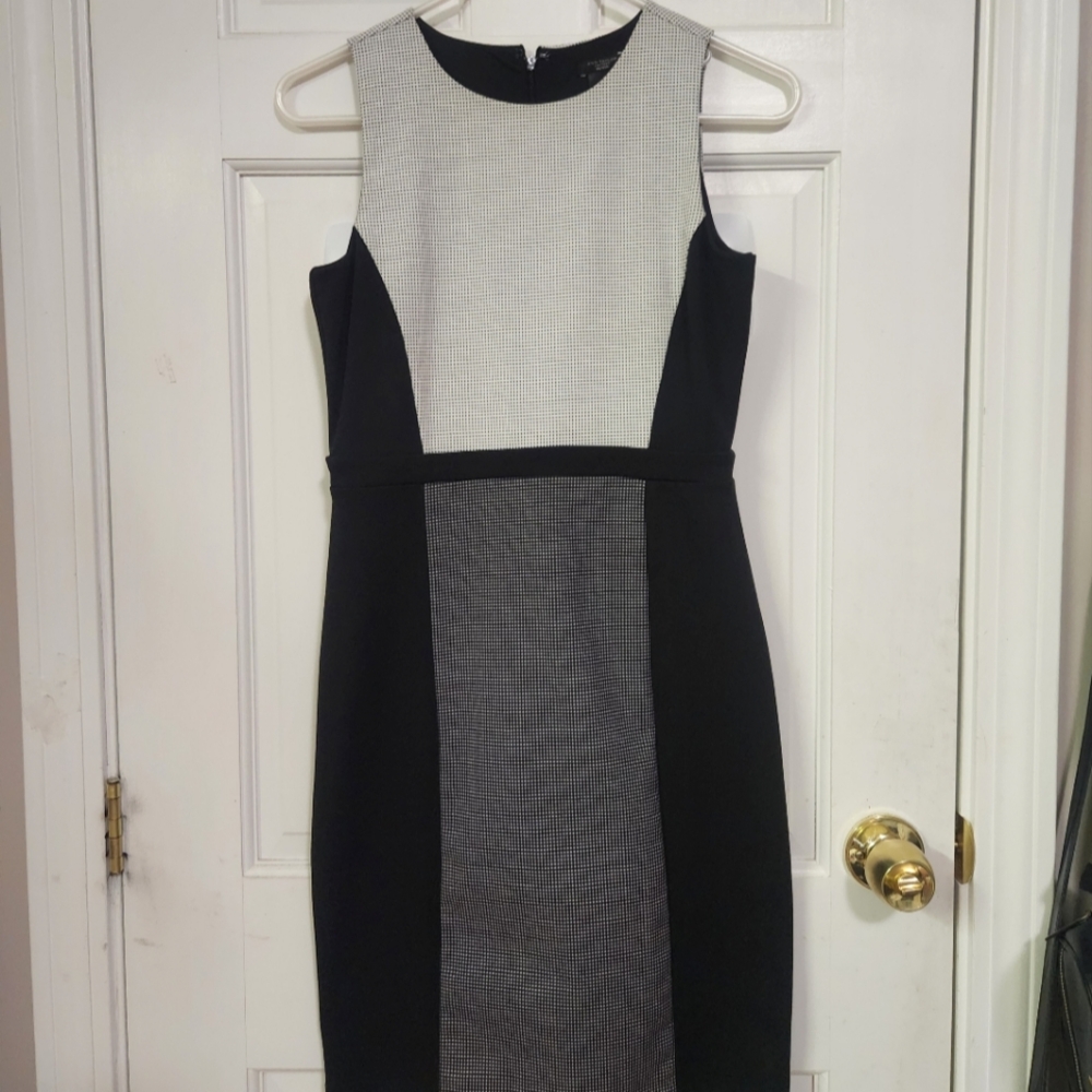 Ann Taylor Petite Office Dress Black/Grey